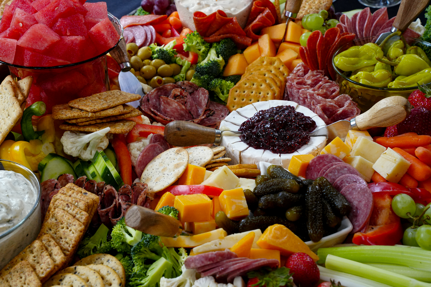 Charcuterie Picnic -1001-12 Charcuterie display at a wedding reception at Honeysuckle Hills