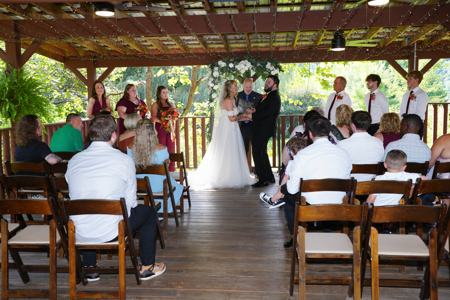 Creekside Pavilion Wedding Rain Plan (2) Wedding ceremony in the creekside covered pavilion in Pigeon Forge at Honeysuckle Hills