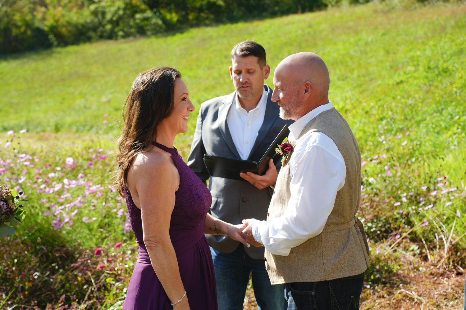 Exchange of rings in a private mountain meadow in the Smoky Mountains
