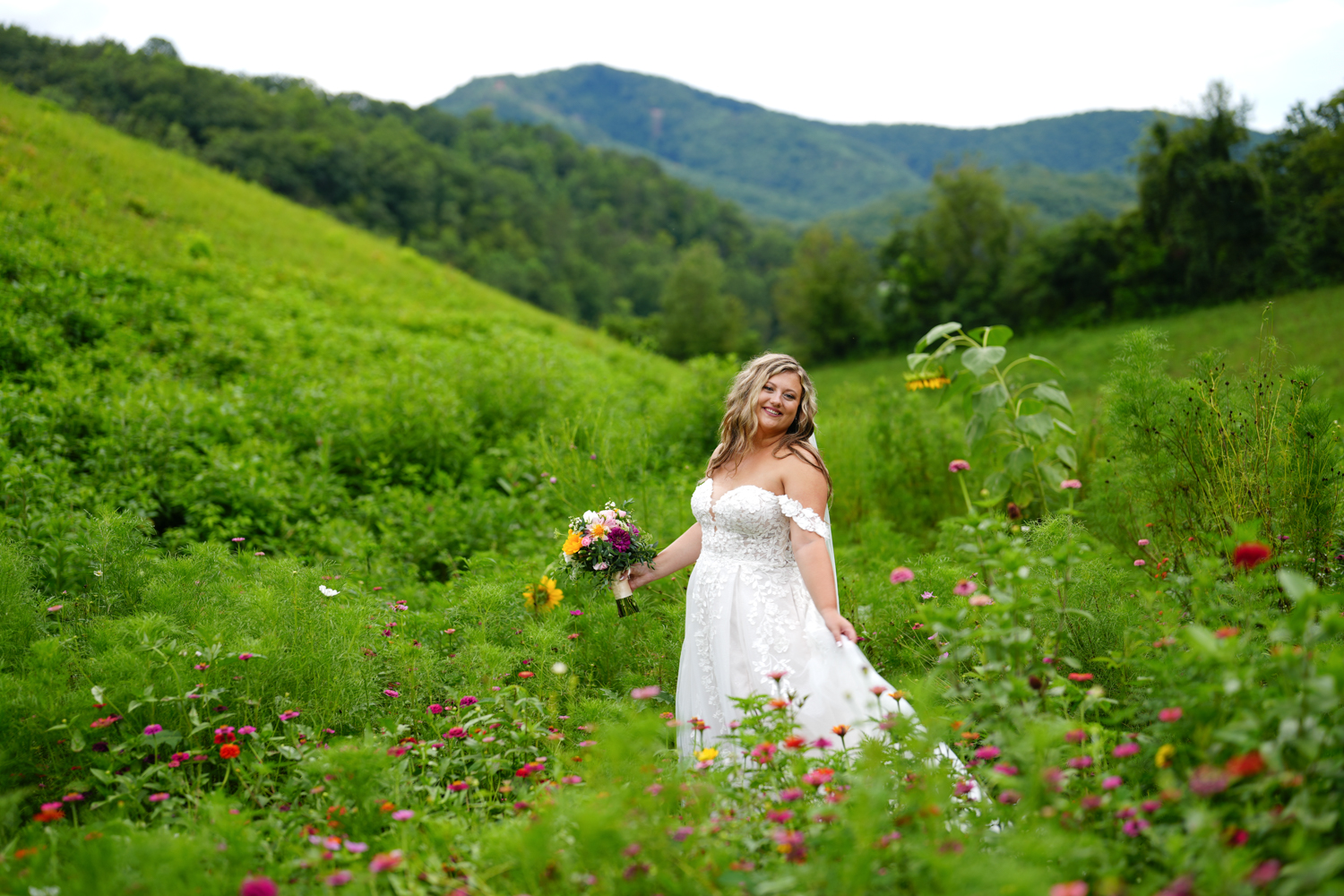 wildflower garden in the summer at the Honeysuckle Hills mountain view
